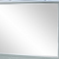 Gina 49 Inch Modern Mirror, Wood Frame, Built In Blue LED, Metallic Silver  - BM280370