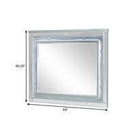Gina 49 Inch Modern Mirror, Wood Frame, Built In Blue LED, Metallic Silver  - BM280370