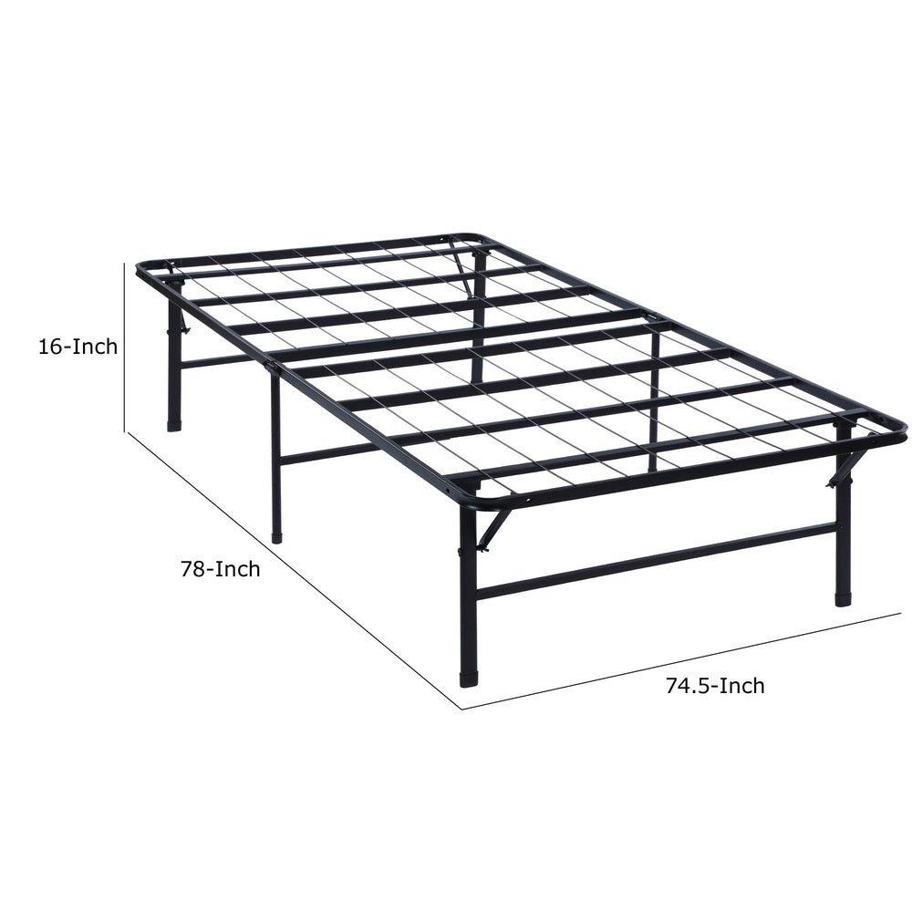 Adel King Size Low Profile Bed Foldable Metal Frame, Black  - BM280379