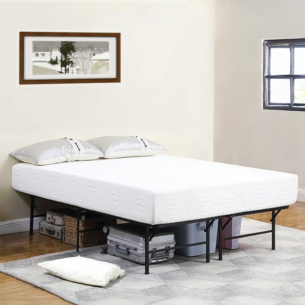 Adel Extra Long Twin Size Low Profile Bed, Foldable Metal Frame, Black - BM280381