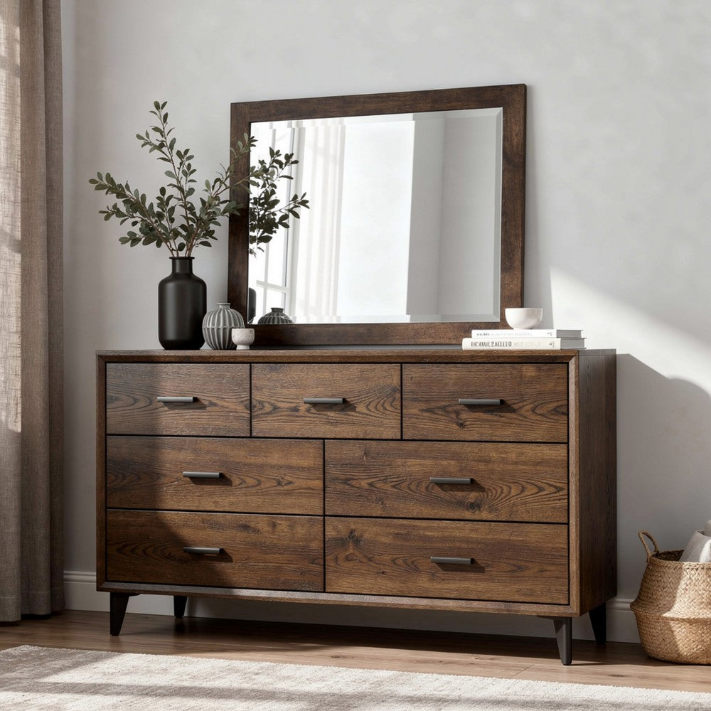 40 Inch Solid Wood Modern Mirror, Portrait, Framed, Cappuccino Brown - BM280469