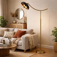 66 Inch Adjustable Arc Floor Lamp, Dome Shade, Dark Bronze, Antique Brass - BM280520