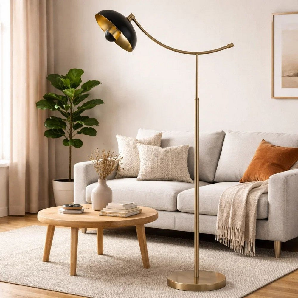 Benjara 66 Inch Adjustable Arc Floor Lamp, Dome Shade, Dark Bronze, Antique  Brass - BM280520|Benzara.com, image size:1000x1000
