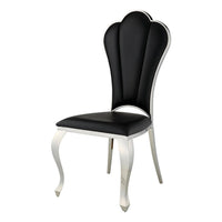 Kuri 24 Inch Dining Chair, Vegan Faux Leather, Textured, Set of 2, Black - BM281974