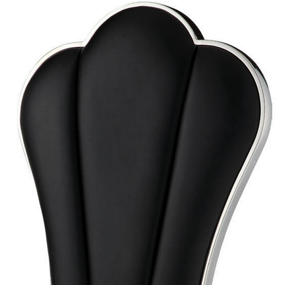 Kuri 24 Inch Dining Chair, Vegan Faux Leather, Textured, Set of 2, Black - BM281974