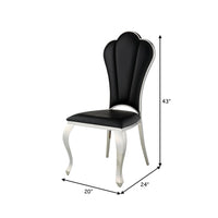 Kuri 24 Inch Dining Chair, Vegan Faux Leather, Textured, Set of 2, Black - BM281974