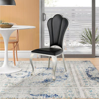 Kuri 24 Inch Dining Chair, Vegan Faux Leather, Textured, Set of 2, Black - BM281974