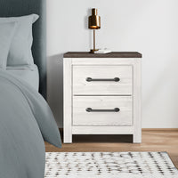 Jule 25 Inch Modern Rustic Wood Nightstand, 2 Tone, Gray Plank Top, White
