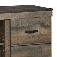 60 Inch Wood TV Media Entertainment Console, 3 Shelves, Metal Rivet, Brown  - BM283360
