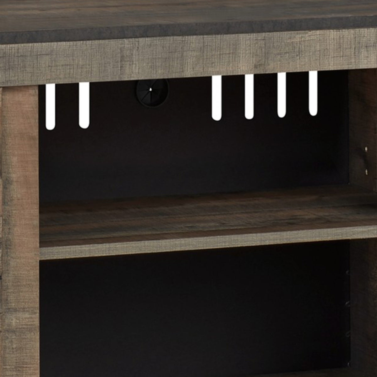60 Inch Wood TV Media Entertainment Console, 3 Shelves, Metal Rivet, Brown  - BM283360