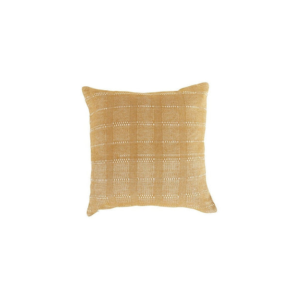 Lisa 22 x 22 Soft Fabric Accent Throw Pillow, Woven Plaid Design, Yellow By Casagear Home