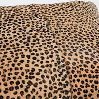 20 x 20 Leather Accent Throw Pillow, Leopard Print Beige Black, Down Insert By Casagear Home