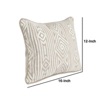 12 x 16 Square Linen Accent Throw Pillow, Tribal Accent, Piped Edges, Ivory By Casagear Home