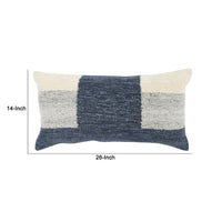 14 x 26 Lumbar Accent Throw Pillow, Color Block Pattern, Blue, Gray, White By Casagear Home