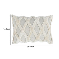 14 x 20 Lumbar Linen Accent Throw Pillow, Tufted Diamond Pattern, Ivory By Casagear Home