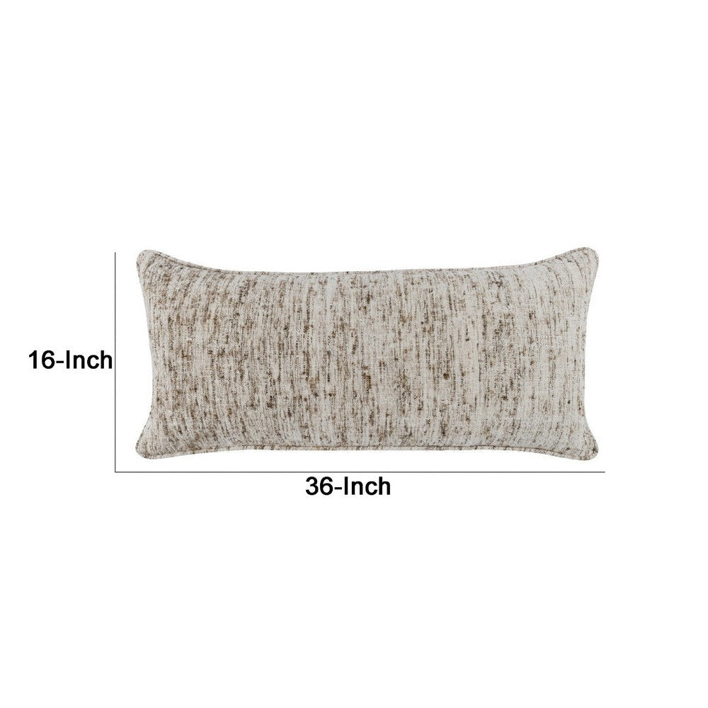 16 x 36 Accent Lumbar Throw Pillow, High Low Texture, Woven Fabric, Ivory By Casagear Home