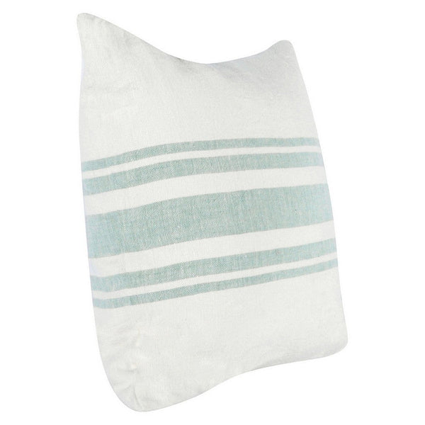 22 Inch Square Linen Accent Throw Pillow, Stripe Design, Eucalyptus, White By Casagear Home