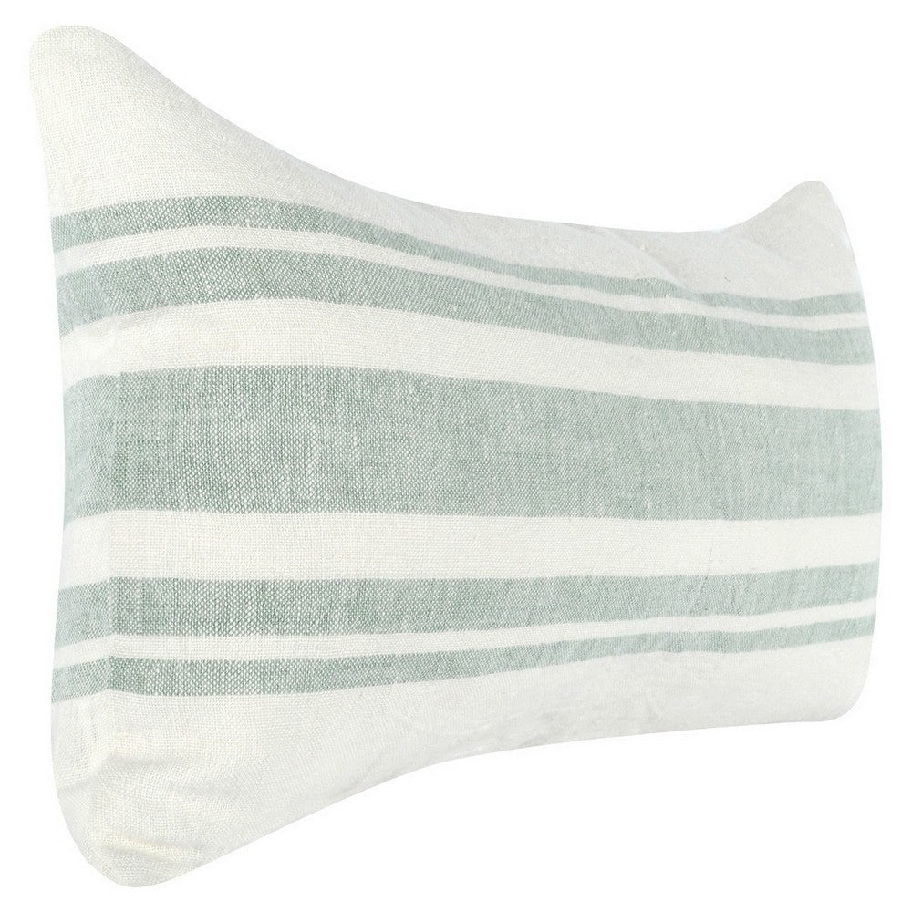 14 x 26 Accent Lumbar Throw Pillow, Stripe Design, Eucalyptus, White, Green By Casagear Home