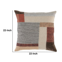 22 Inch Square Accent Throw Pillow, Modern Patchwork, Beige Multicolor By Casagear Home