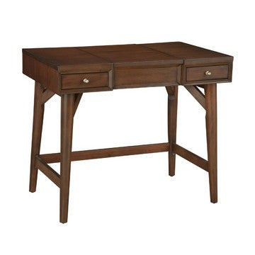 Ian 36 Inch 2 Drawer Vanity Desk, Flip Up Mirror, Mahogany, Walnut Brown - BM283834