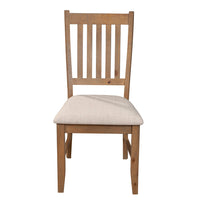 Tess 24 Inch Set of 2 Dining Side Chair, Slatted Back, Beige Cushion, Brown - BM283850