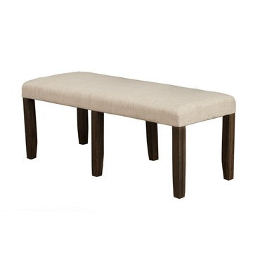 Brian 51 Inch Acacia Wood Dining Bench, Polyester Upholstery, Brown, Beige - BM283864