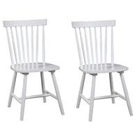Ray 18 Inch Dining Side Chair, Rubberwood, Windsor Back, Set of 2, White - BM283869