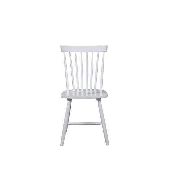 Ray 18 Inch Dining Side Chair, Rubberwood, Windsor Back, Set of 2, White - BM283869