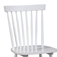 Ray 18 Inch Dining Side Chair, Rubberwood, Windsor Back, Set of 2, White - BM283869
