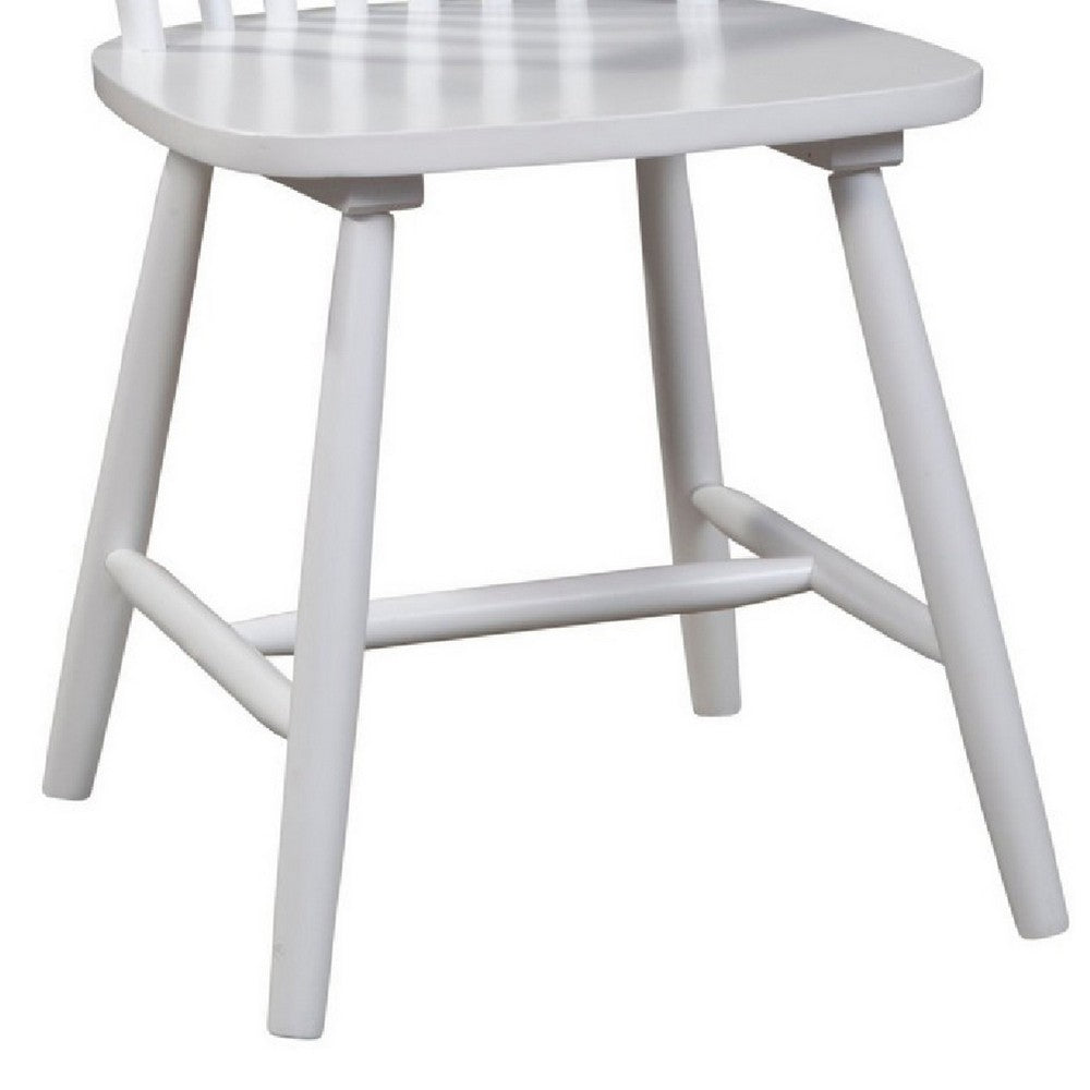 Ray 18 Inch Dining Side Chair, Rubberwood, Windsor Back, Set of 2, White - BM283869