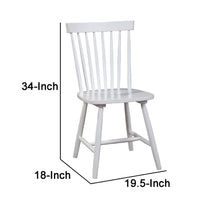 Ray 18 Inch Dining Side Chair, Rubberwood, Windsor Back, Set of 2, White - BM283869