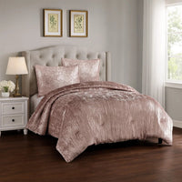 Jay 2 Piece Twin Comforter Set, Polyester Velvet, Deluxe Texture, Pink - BM283887