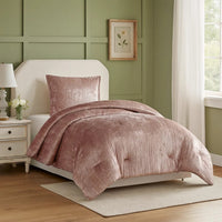 Jay 2 Piece Twin Comforter Set, Polyester Velvet, Deluxe Texture, Pink - BM283887