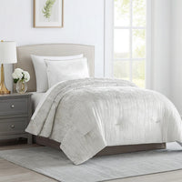 Jay 2 Piece Twin Comforter Set, Polyester Velvet Deluxe Texture, White - BM283889