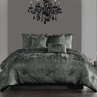 Jay 7 Piece King Comforter Set, Polyester Velvet, Deluxe Texture, Gray - BM283897