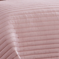 Cabe 3 Piece Queen Comforter Set, Polyester Puffer Channel Quilt, Rose Pink - BM283914