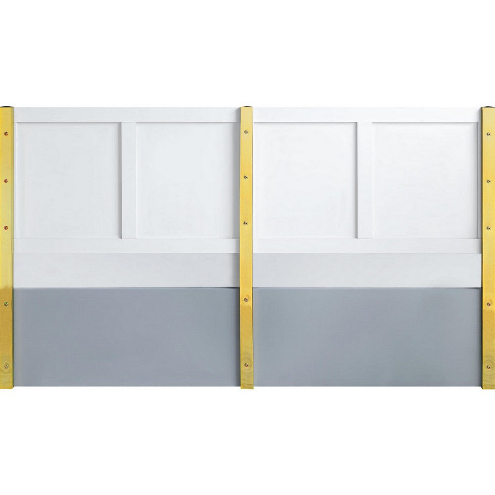 Tyra Modern King Bed, Panel Headboard, Luxury Textured Chevron, Gray, Gold - BM284004