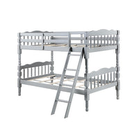 Alice Classic Twin Bunk Bed with Ladder, Guard Rail, Carved Legs, Gray - BM284020