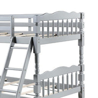 Alice Classic Twin Bunk Bed with Ladder, Guard Rail, Carved Legs, Gray - BM284020