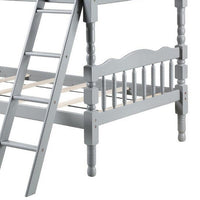 Alice Classic Twin Bunk Bed with Ladder, Guard Rail, Carved Legs, Gray - BM284020