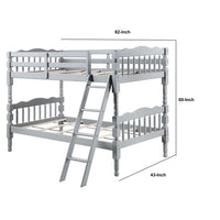 Alice Classic Twin Bunk Bed with Ladder, Guard Rail, Carved Legs, Gray - BM284020