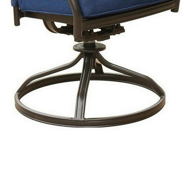 Wynn 25 Inch Modern Patio Dining Swivel Chair with Cushion, Set of 2, Blue - BM284153