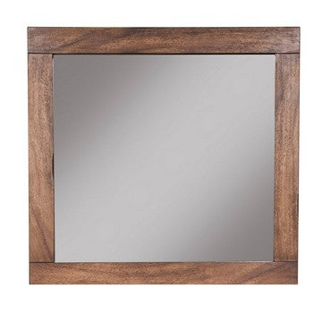 37 x 40 Rectangular Dresser Mirror, Mahogany Wood, Rustic Brown Frame - BM284246