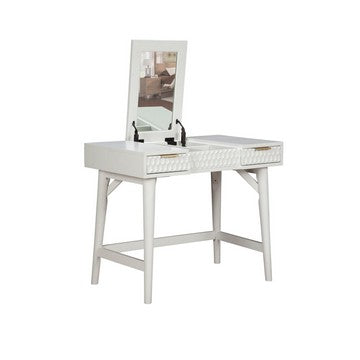 Rexi 36 Inch 2 Drawer Bedroom Vanity Desk, Includes Flip Top Mirror, White - BM284255