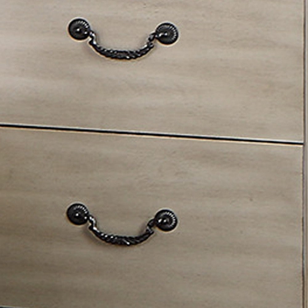 Bran 27 Inch Modern 2 Drawer Nightstand, Pine Wood, Grains, Light Brown - BM284303