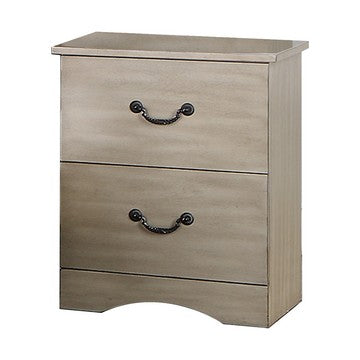 Bran 27 Inch Modern 2 Drawer Nightstand, Pine Wood, Grains, Light Brown - BM284303