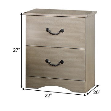Bran 27 Inch Modern 2 Drawer Nightstand, Pine Wood, Grains, Light Brown - BM284303