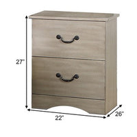 Bran 27 Inch Modern 2 Drawer Nightstand, Pine Wood, Grains, Light Brown - BM284303
