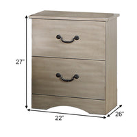Bran 27 Inch Modern 2 Drawer Nightstand, Pine Wood, Grains, Light Brown - BM284303