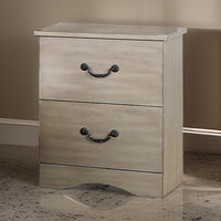 Bran 27 Inch Modern 2 Drawer Nightstand, Pine Wood, Grains, Light Brown - BM284303